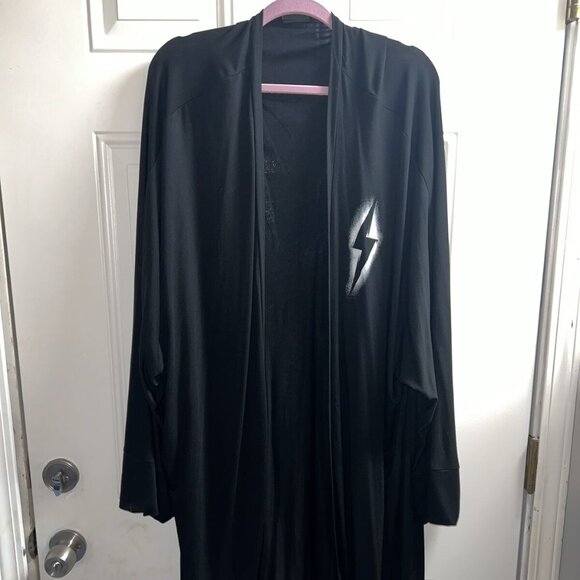 torrid Tops - New Torrid 5xl Super Soft Black Open Front Kimono Cocoon Cardigan Lightning Bolt